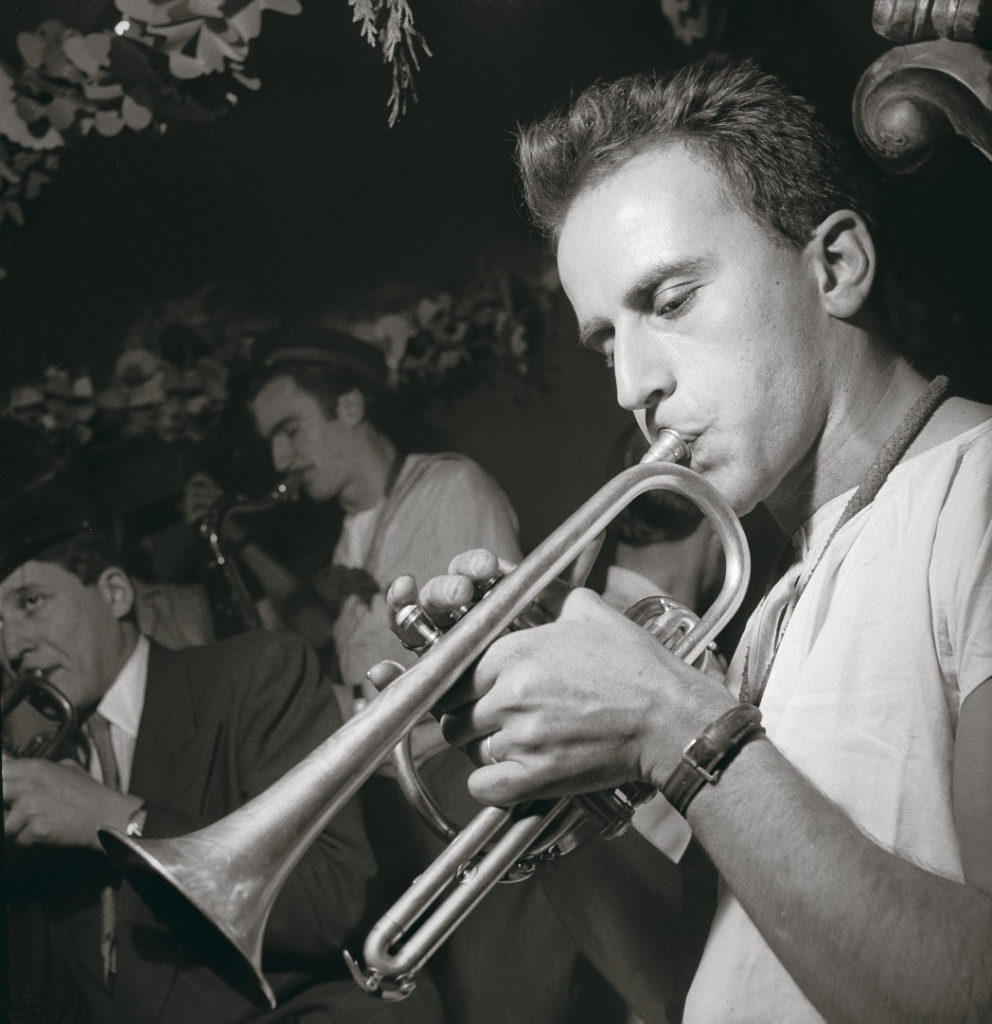 FRANCE - JUNE 01: The French writer and poet Boris VIAN playing his favorite music, jazz on the trumpet, at the Saint-Germain Club in Paris. (Photo by Keystone-France/Gamma-Keystone via Getty Images)
